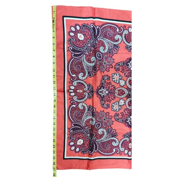 Silk Scarf 27x27 | Red Paisley Print | Square Neck or Hair Accessory - Picture 5 of 6